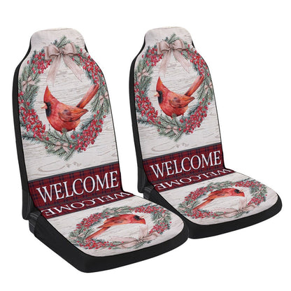 Christmas Cardinal Welcome Cars Seat Cover, Christmas Car Seat Covers, Car Decor Gift