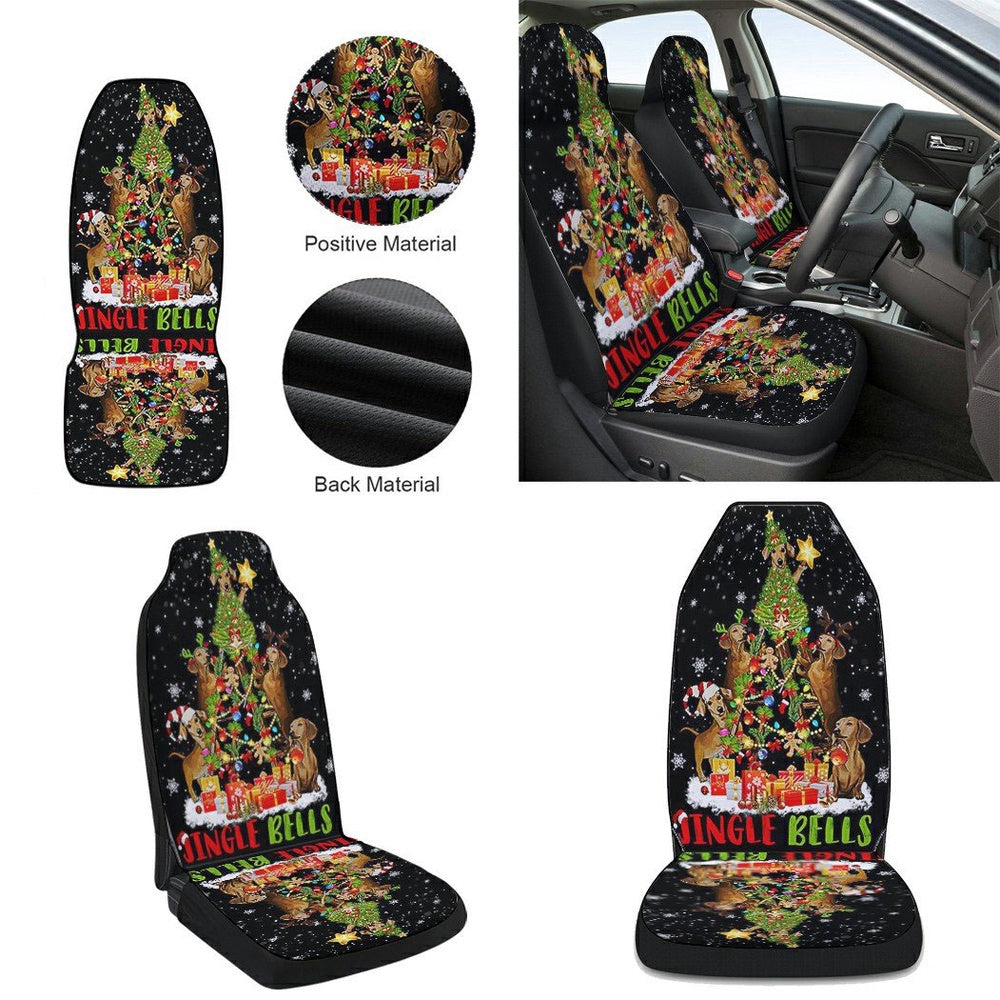 Christmas Dachshund Dog Christmas Tree Cars Seat Cover, Christmas Car Seat Covers, Car Decor Gift