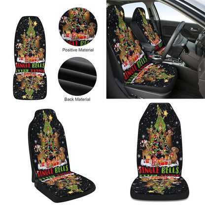 Christmas Dachshund Dog Christmas Tree Cars Seat Cover, Christmas Car Seat Covers, Car Decor Gift