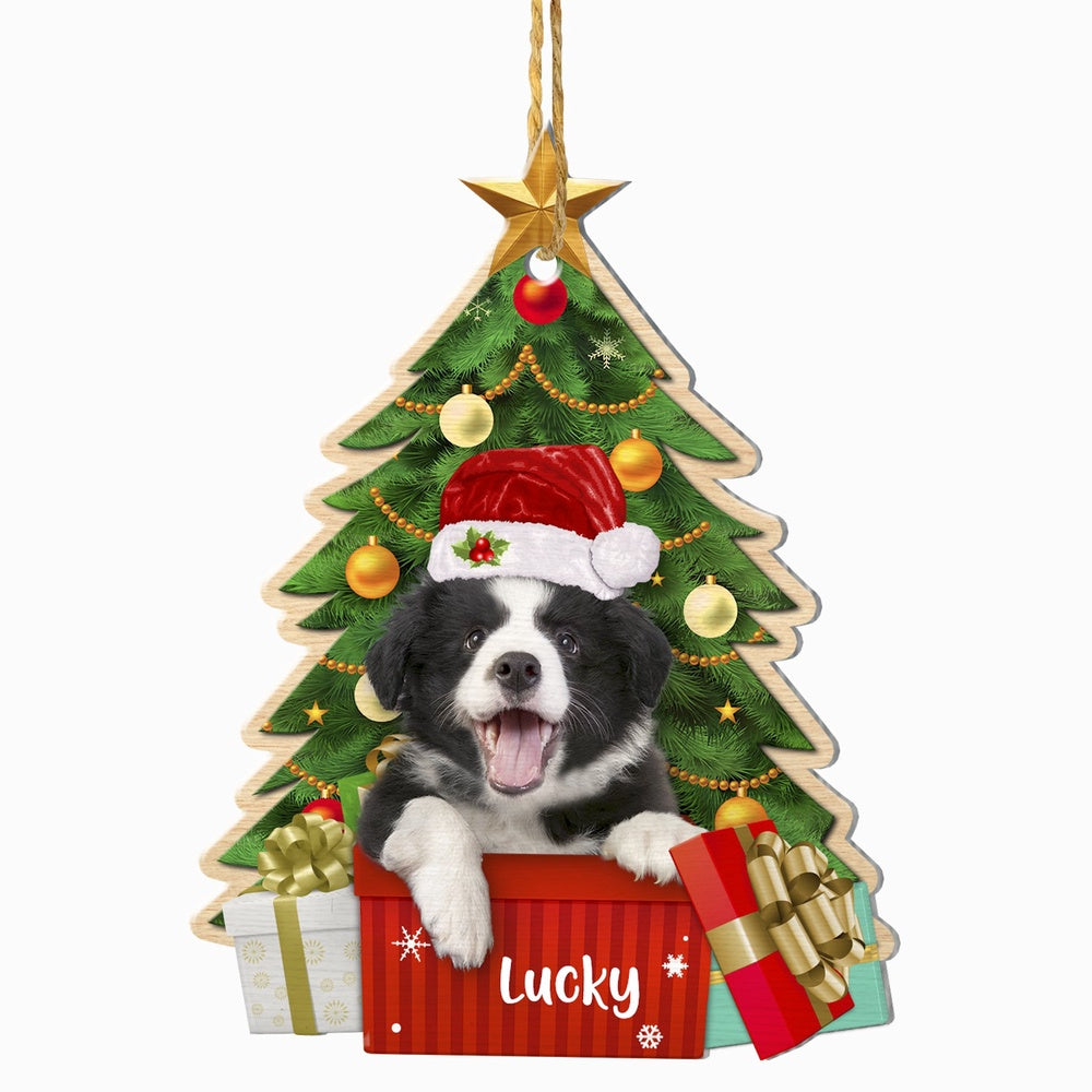 Christmas Dog Ornament, Personalized Border Collie Christmas Tree Ornament, New Dog Christmas Ornament