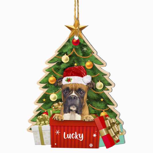 Christmas Dog Ornament, Personalized Boxer Dog Christmas Tree Ornament, New Dog Christmas Ornament