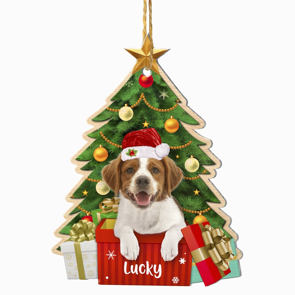 Christmas Dog Ornament, Personalized Brittany Spaniel Christmas Tree Ornament, New Dog Christmas Ornament