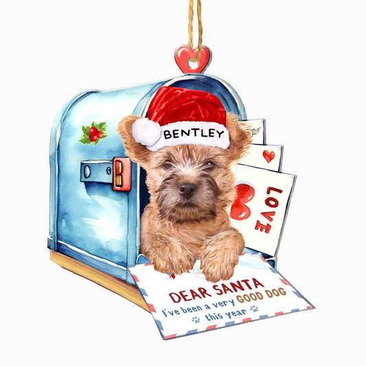Christmas Dog Ornament, Personalized Cairn Terrier In Mailbox Christmas Ornament, New Dog Christmas Ornament