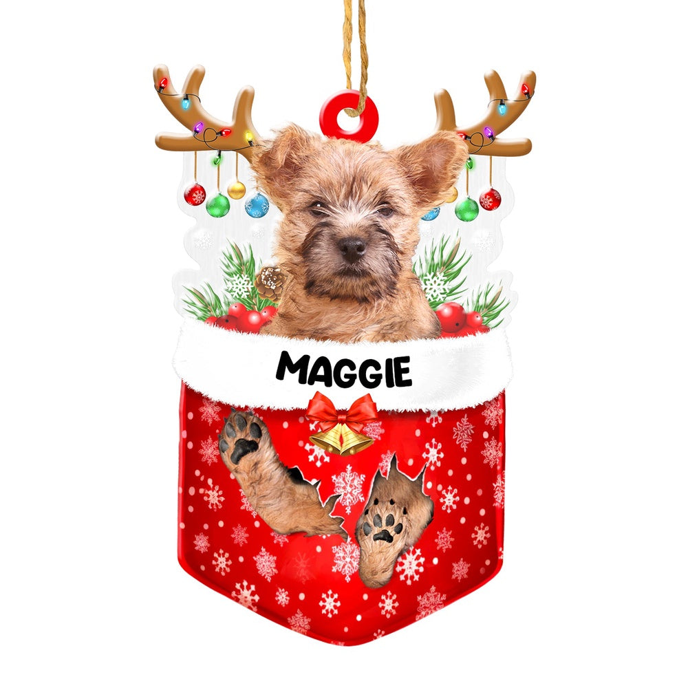 Christmas Dog Ornament, Personalized Cairn Terrier In Snow Pocket Christmas Acrylic Ornament, New Dog Christmas Ornament