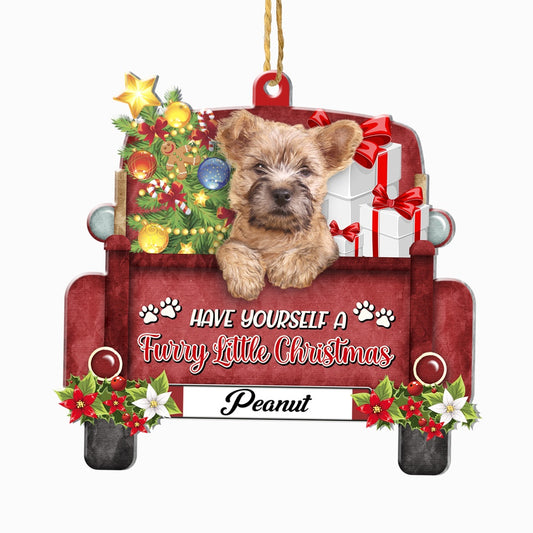 Christmas Dog Ornament, Personalized Cairn Terrier Red Truck Christmas Ornament, New Dog Christmas Ornament
