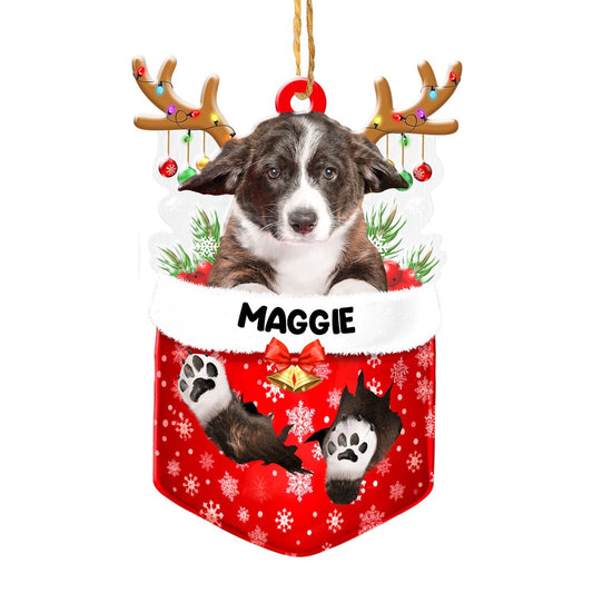 Christmas Dog Ornament, Personalized Cardigan Welsh Corgi In Snow Pocket Christmas Acrylic Ornament, New Dog Christmas Ornament