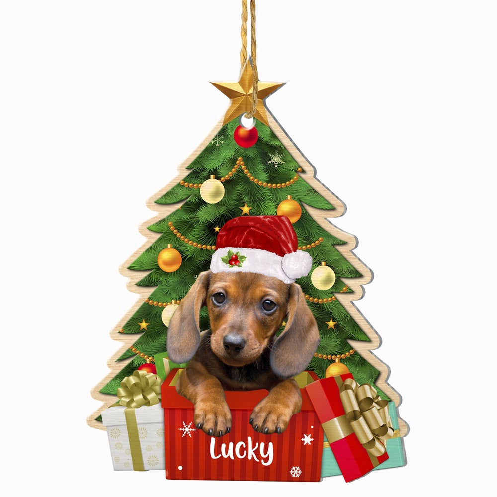 Christmas Dog Ornament, Personalized Chocolate Dachshund Christmas Tree Ornament, New Dog Christmas Ornament
