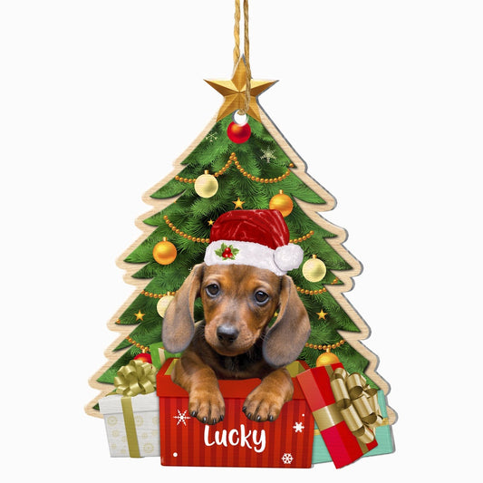 Christmas Dog Ornament, Personalized Chocolate Dachshund Christmas Tree Ornament, New Dog Christmas Ornament