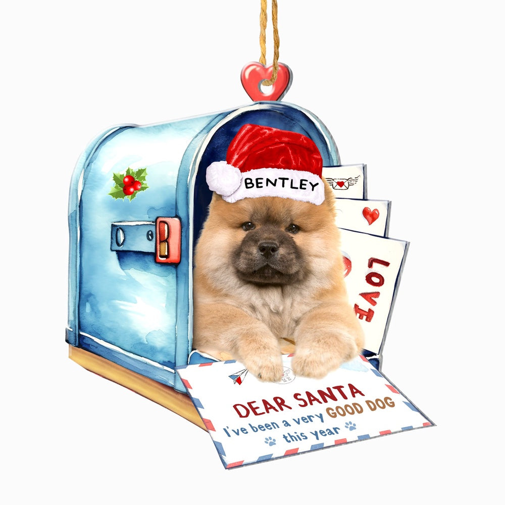 Christmas Dog Ornament, Personalized Chow Chow In Mailbox Christmas Ornament, New Dog Christmas Ornament