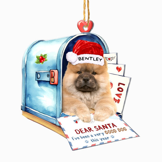 Christmas Dog Ornament, Personalized Chow Chow In Mailbox Christmas Ornament, New Dog Christmas Ornament