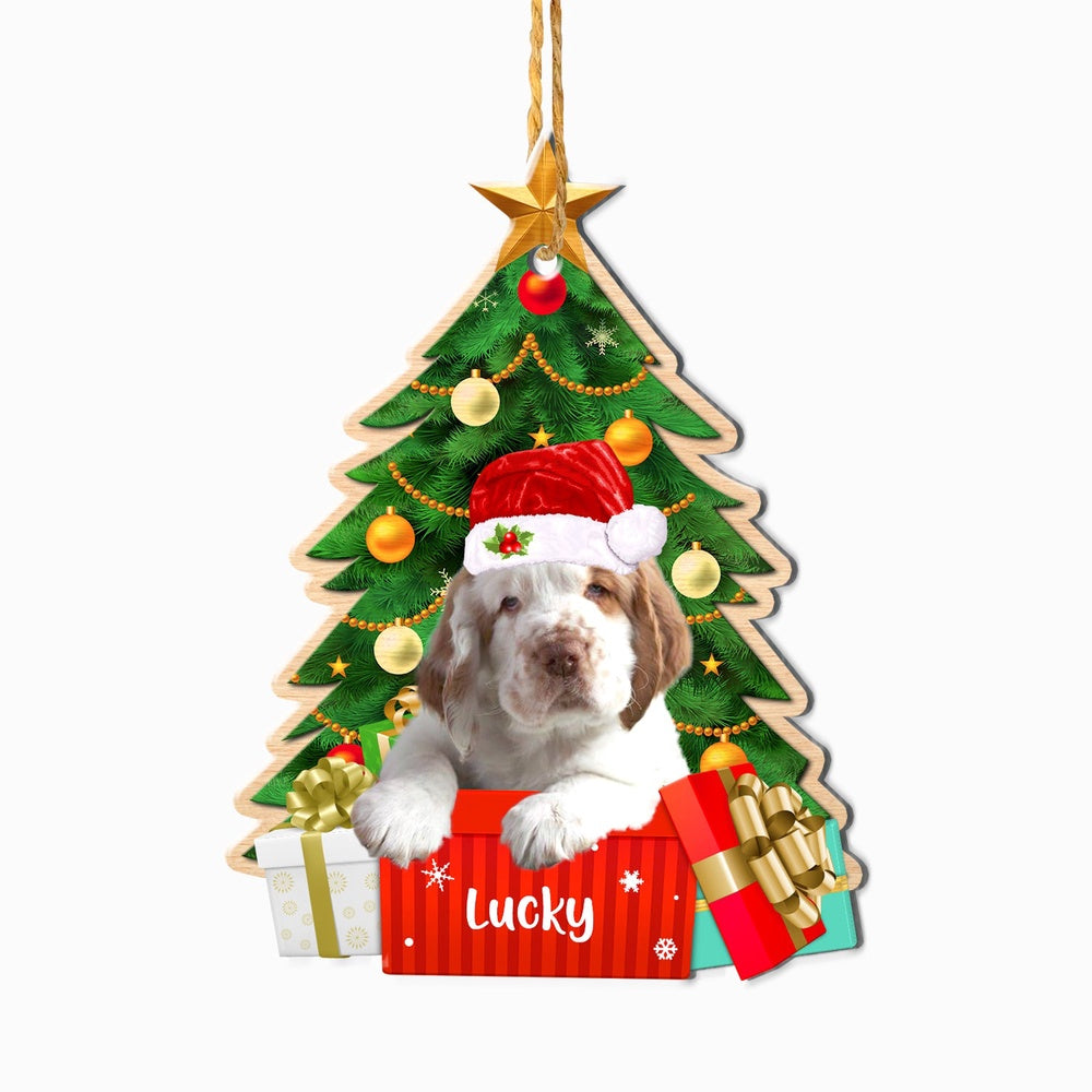 Christmas Dog Ornament, Personalized Clumber Spaniel Christmas Tree Ornament, New Dog Christmas Ornament