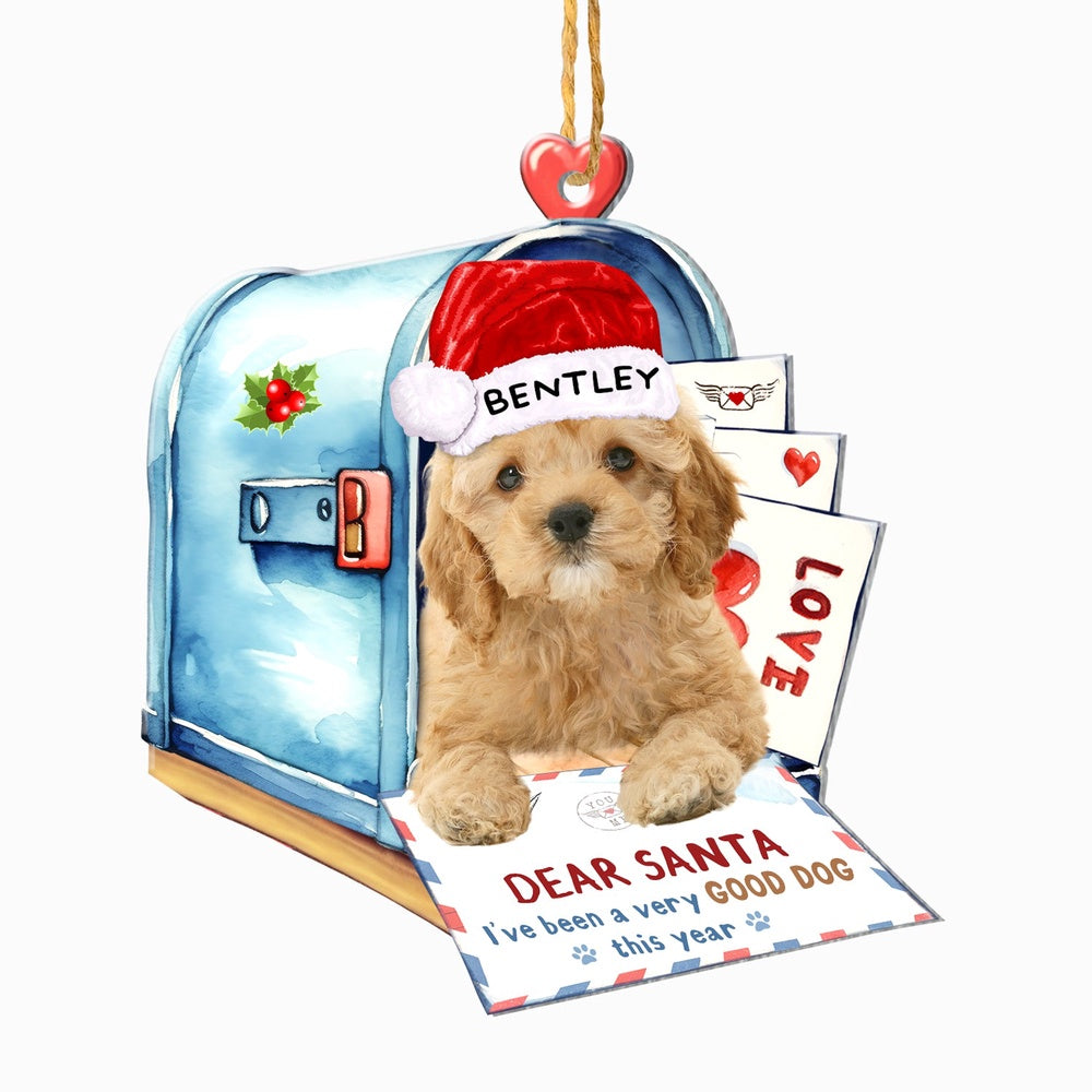 Christmas Dog Ornament, Personalized Cockapoo In Mailbox Christmas Ornament, New Dog Christmas Ornament