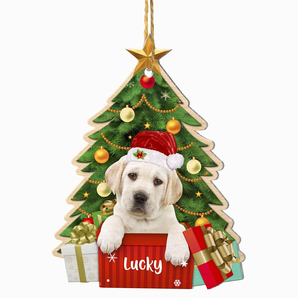 Christmas Dog Ornament, Personalized Cream Labrador Retriever Christmas Tree Ornament, New Dog Christmas Ornament
