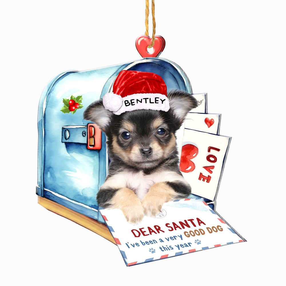 Christmas Dog Ornament, Personalized Cute Chihuahua In Mailbox Christmas Ornament, New Dog Christmas Ornament
