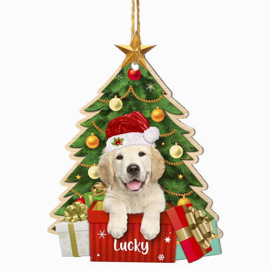 Christmas Dog Ornament, Personalized Cute Golden Retriever Christmas Tree Ornament, New Dog Christmas Ornament