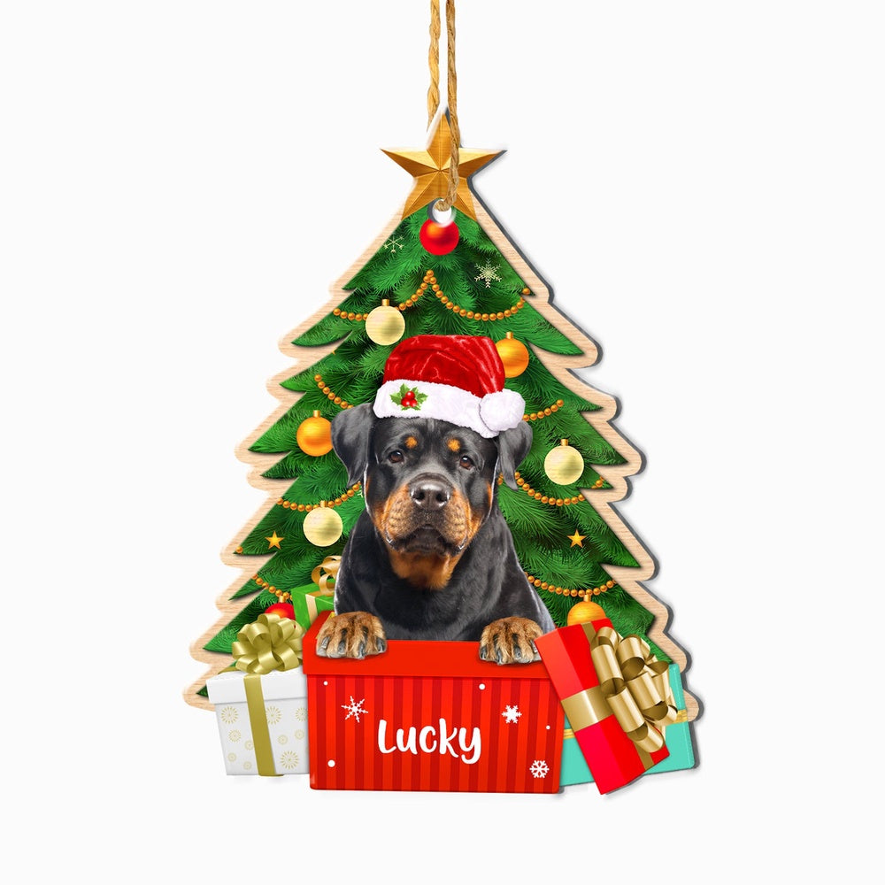 Christmas Dog Ornament, Personalized Cute Rottweiler Christmas Tree Ornament, New Dog Christmas Ornament