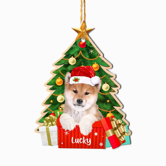 Christmas Dog Ornament, Personalized Cute Shiba Inu Christmas Tree Ornament, New Dog Christmas Ornament