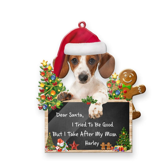 Christmas Dog Ornament, Personalized Dachshund Dear Santa Christmas Acrylic Ornament, New Dog Christmas Ornament