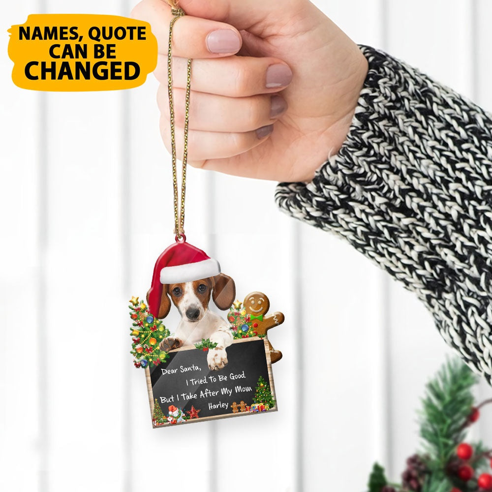 Christmas Dog Ornament, Personalized Dachshund Dear Santa Christmas Acrylic Ornament, New Dog Christmas Ornament