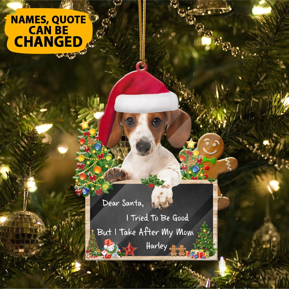 Christmas Dog Ornament, Personalized Dachshund Dear Santa Christmas Acrylic Ornament, New Dog Christmas Ornament