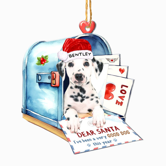 Christmas Dog Ornament, Personalized Dalmatian In Mailbox Christmas Ornament, New Dog Christmas Ornament