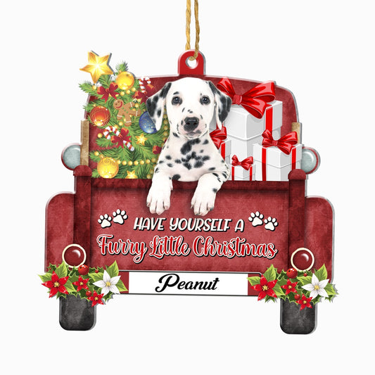 Christmas Dog Ornament, Personalized Dalmatian Red Truck Christmas Ornament, New Dog Christmas Ornament