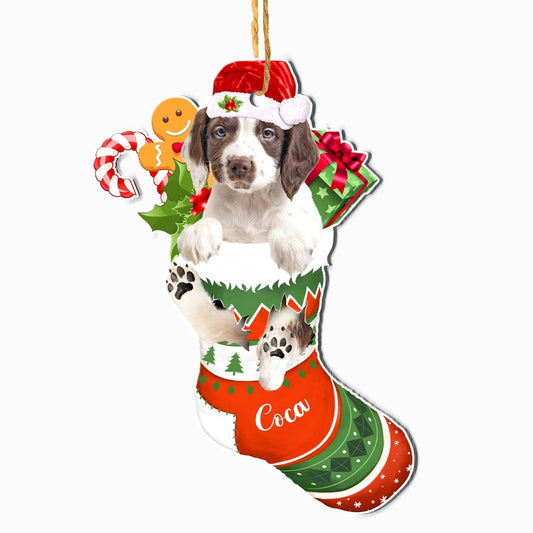 Christmas Dog Ornament, Personalized English Springer Spaniel In Christmas Stocking Ornament, New Dog Christmas Ornament