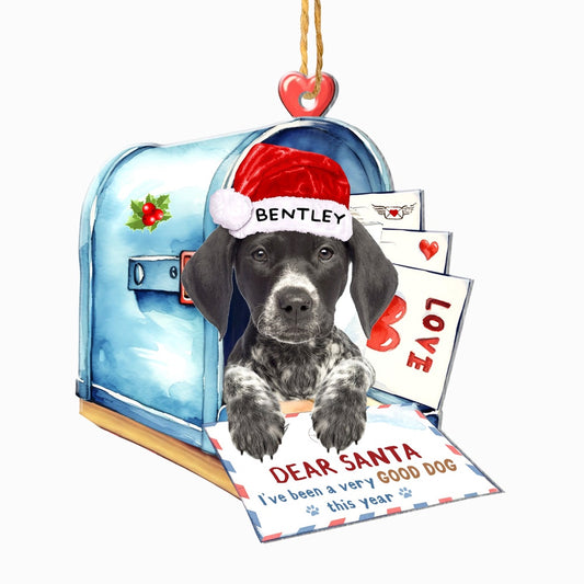 Christmas Dog Ornament, Personalized German Shorthaired Pointer In Mailbox Christmas Ornament, New Dog Christmas Ornament