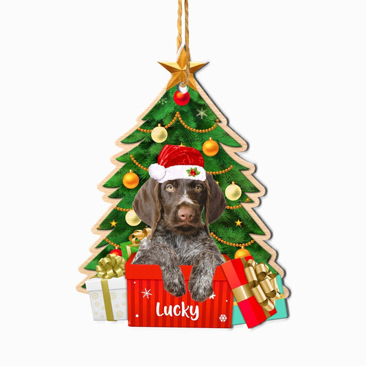 Christmas Dog Ornament, Personalized German Wirehaired Pointer Christmas Tree Ornament, New Dog Christmas Ornament