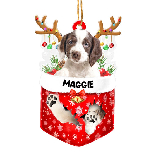 Christmas Dog Ornament, Personalized German Wirehaired Pointer In Snow Pocket Christmas Acrylic Ornament, New Dog Christmas Ornament
