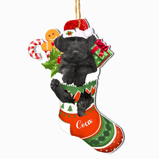 Christmas Dog Ornament, Personalized Giant Schnauzer In Christmas Stocking Ornament, New Dog Christmas Ornament
