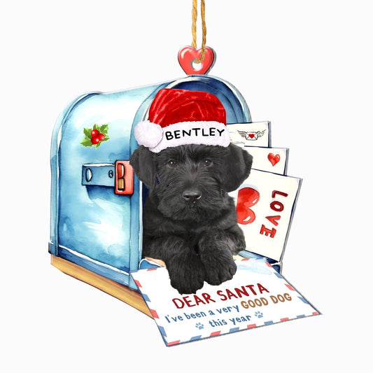 Christmas Dog Ornament, Personalized Giant Schnauzer In Mailbox Christmas Ornament, New Dog Christmas Ornament