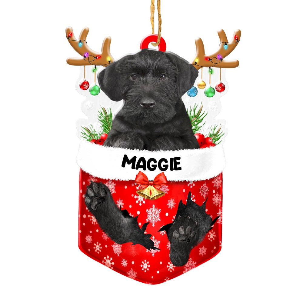 Christmas Dog Ornament, Personalized Giant Schnauzer In Snow Pocket Christmas Acrylic Ornament, New Dog Christmas Ornament