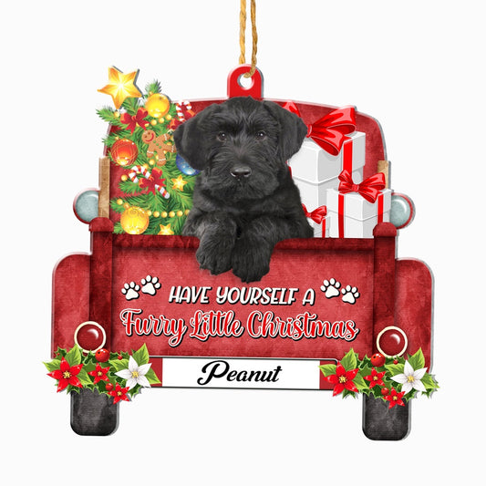 Christmas Dog Ornament, Personalized Giant Schnauzer Red Truck Christmas Ornament, New Dog Christmas Ornament