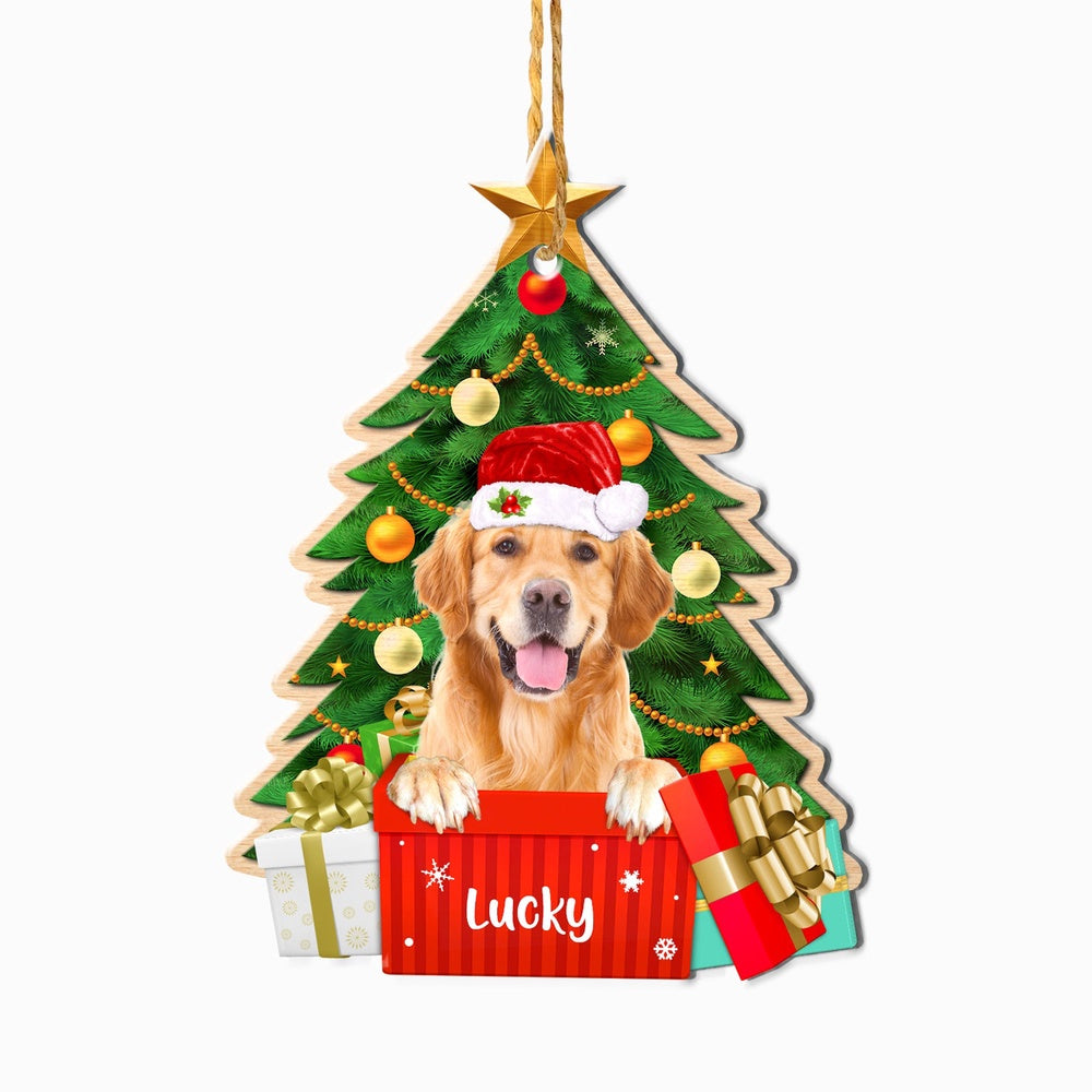 Christmas Dog Ornament, Personalized Golden Retriever Christmas Tree Ornament, New Dog Christmas Ornament