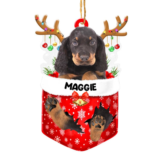 Christmas Dog Ornament, Personalized Gordon Setter In Snow Pocket Christmas Acrylic Ornament, New Dog Christmas Ornament