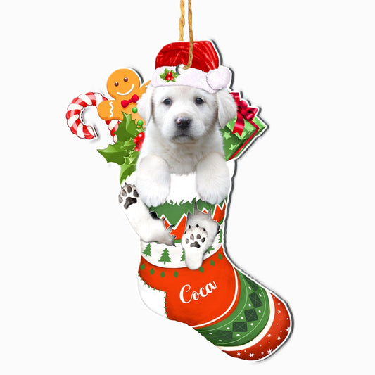 Christmas Dog Ornament, Personalized Great Pyrenees In Christmas Stocking Ornament, New Dog Christmas Ornament