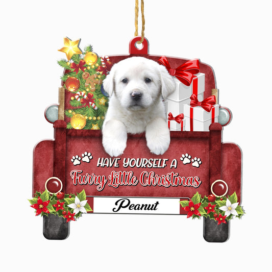 Christmas Dog Ornament, Personalized Great Pyrenees Red Truck Christmas Ornament, New Dog Christmas Ornament