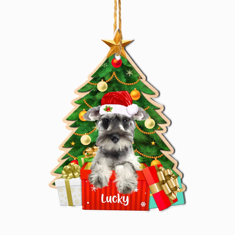 Christmas Dog Ornament, Personalized Grey Schnauzer Christmas Tree Ornament, New Dog Christmas Ornament