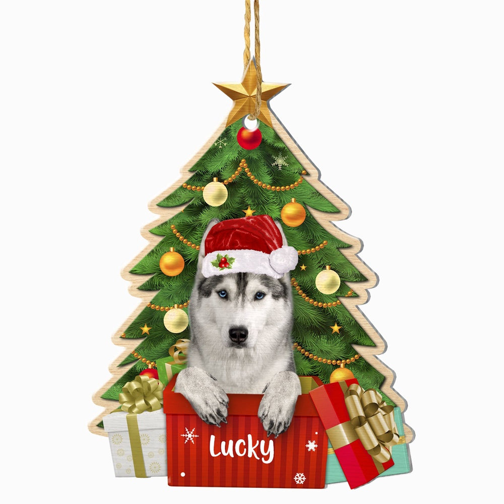 Christmas Dog Ornament, Personalized Husky Christmas Tree Ornament, New Dog Christmas Ornament