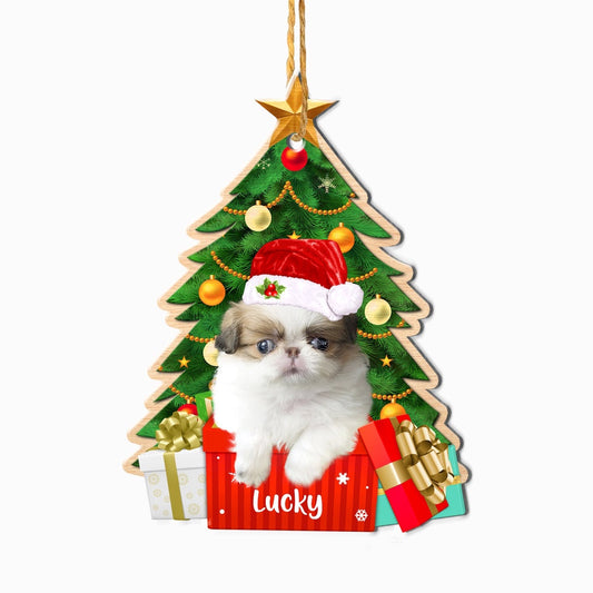 Christmas Dog Ornament, Personalized Japanese Chin Christmas Tree Ornament, New Dog Christmas Ornament