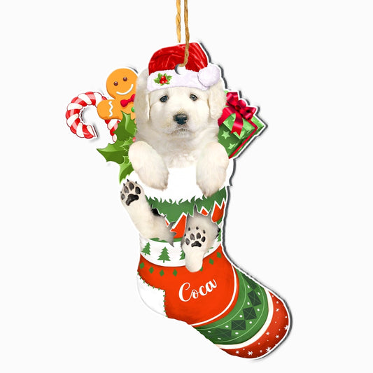 Christmas Dog Ornament, Personalized Kuvasz In Christmas Stocking Ornament, New Dog Christmas Ornament