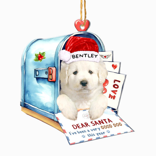 Christmas Dog Ornament, Personalized Kuvasz In Mailbox Christmas Ornament, New Dog Christmas Ornament