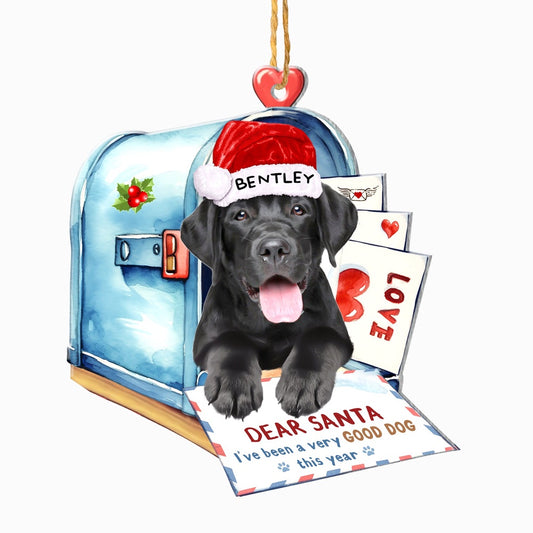 Christmas Dog Ornament, Personalized Labrador Retriever In Mailbox Christmas Ornament, New Dog Christmas Ornament