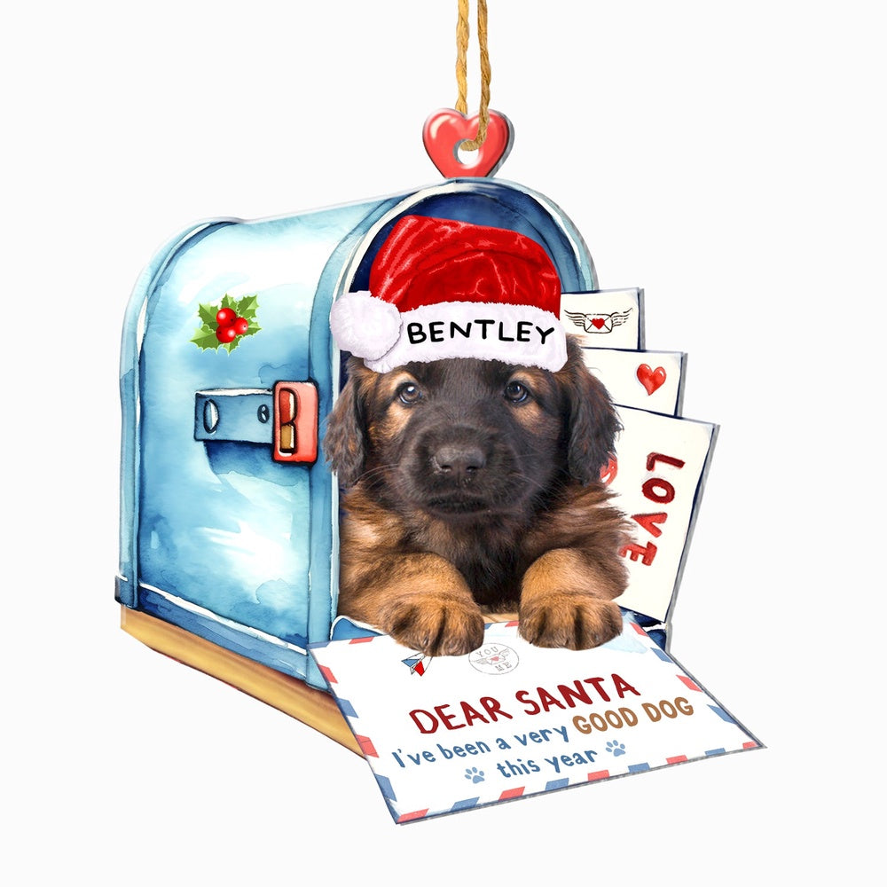 Christmas Dog Ornament, Personalized Leonberger In Mailbox Christmas Ornament, New Dog Christmas Ornament