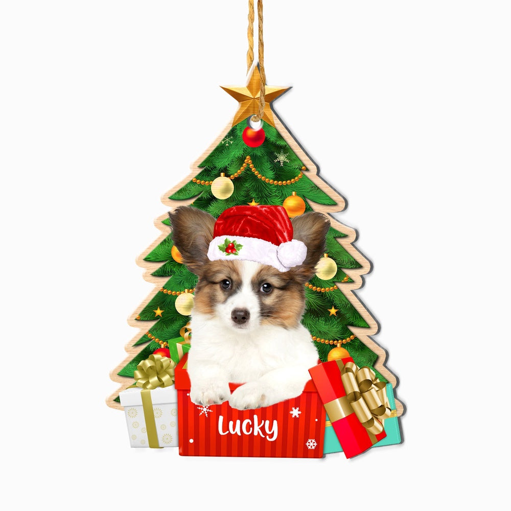 Christmas Dog Ornament, Personalized Papillon Christmas Tree Ornament, New Dog Christmas Ornament