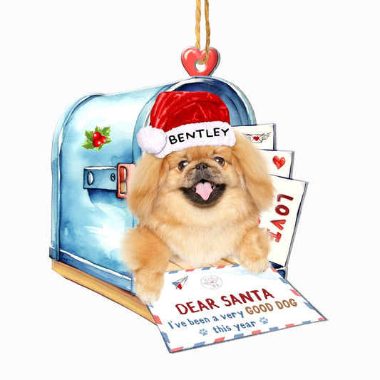 Christmas Dog Ornament, Personalized Pekingese In Mailbox Christmas Ornament, New Dog Christmas Ornament