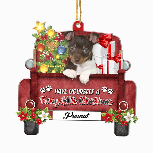 Christmas Dog Ornament, Personalized Rat Terrier Red Truck Christmas Ornament, New Dog Christmas Ornament