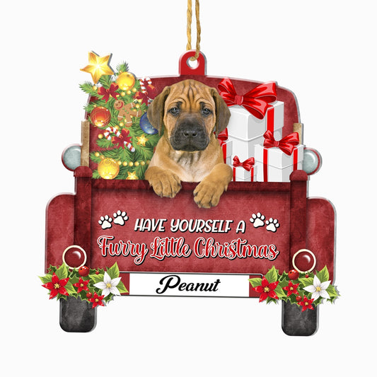 Christmas Dog Ornament, Personalized Rhodesian Ridgeback Red Truck Christmas Ornament, New Dog Christmas Ornament