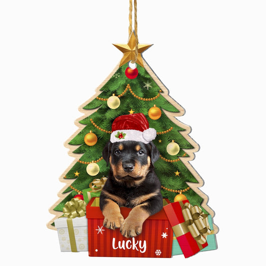 Christmas Dog Ornament, Personalized Rottweiler Christmas Tree Ornament, New Dog Christmas Ornament